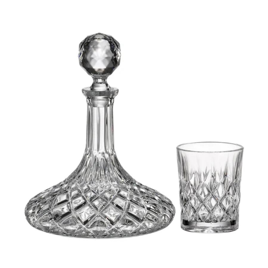 ANGELA - Pahare whisky si decanter Cristal Bohemia (set 7 piese)