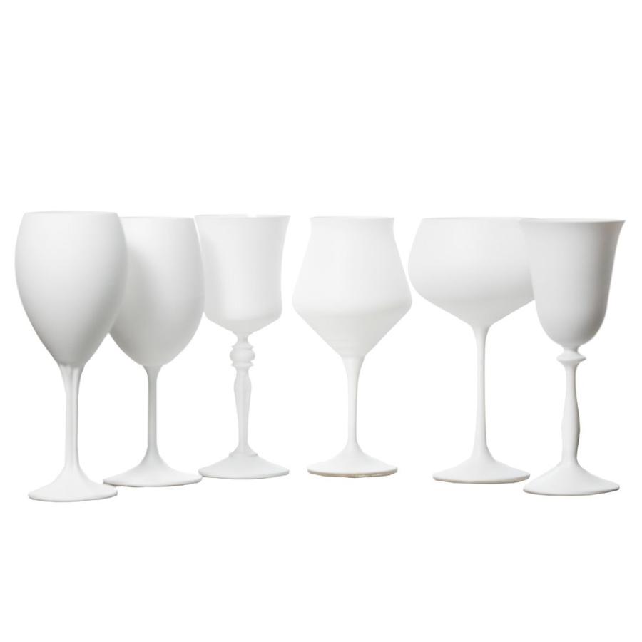 GAMBIT - Pahare vin sticla cristalina vopsite ALB MAT (set 6 pahare)
