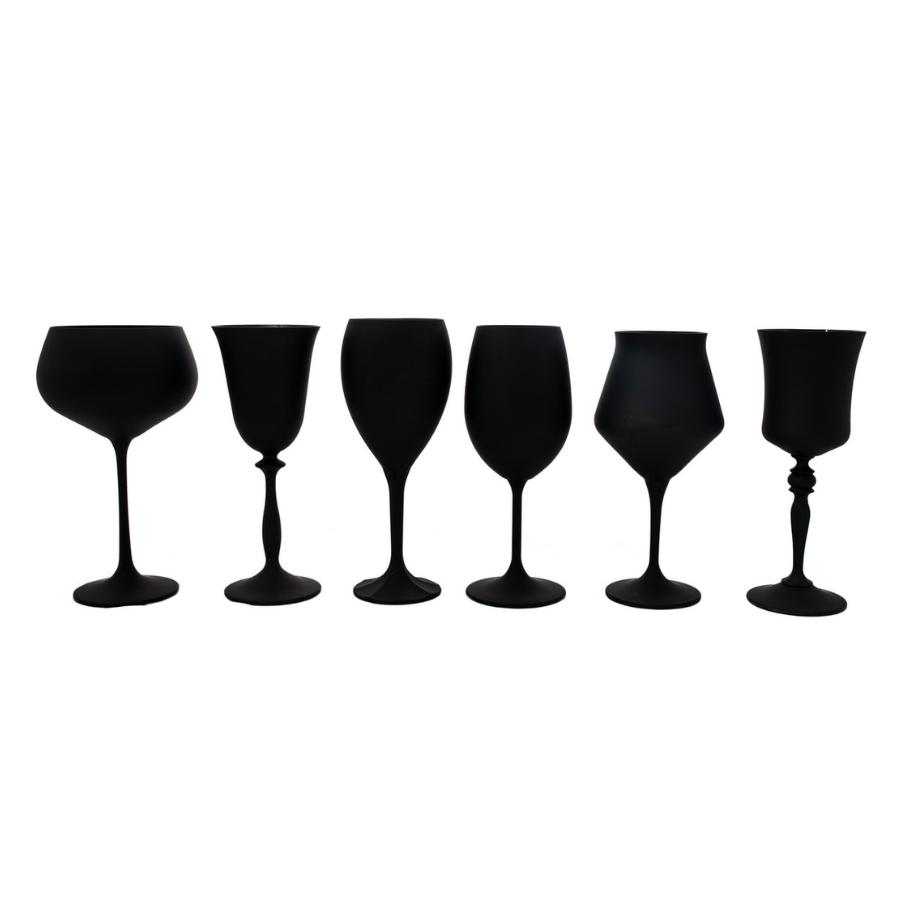 GAMBIT - Pahare vin sticla cristalina vopsite NEGRU MAT (set 6 pahare)