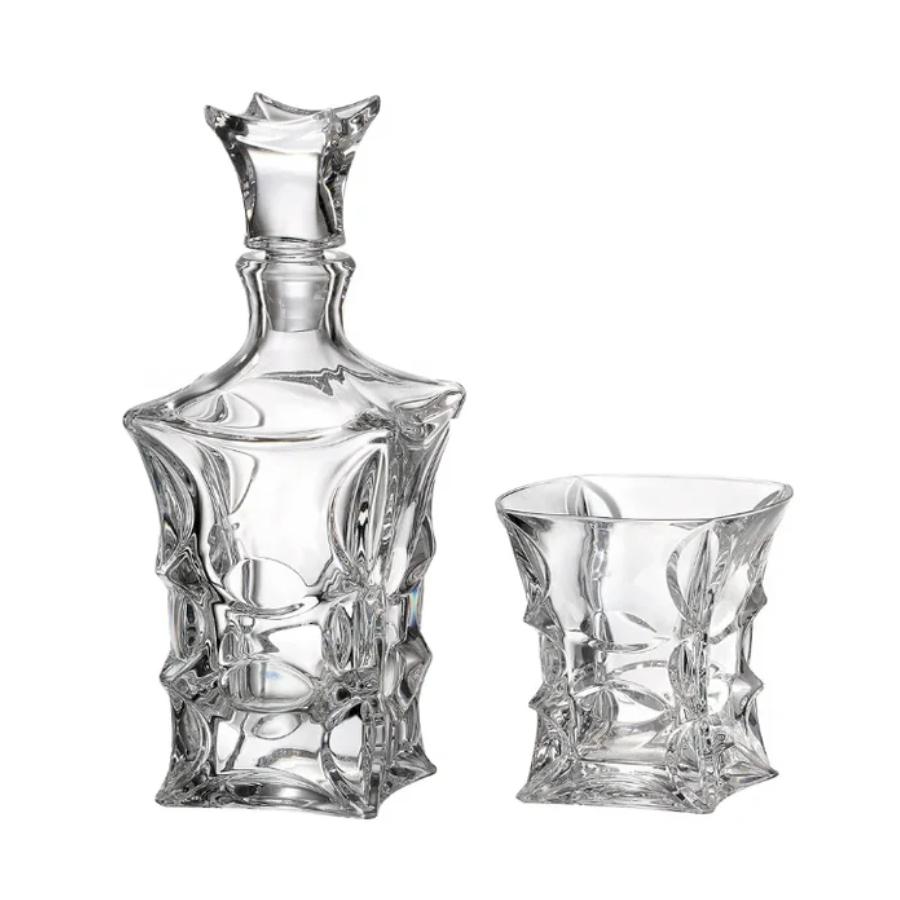 LADY - Pahare whisky si decanter Cristal Bohemia (set 7 piese)