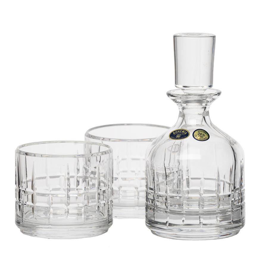 LONDON - Pahare whisky si decanter Cristal Bohemia (set 3 piese)