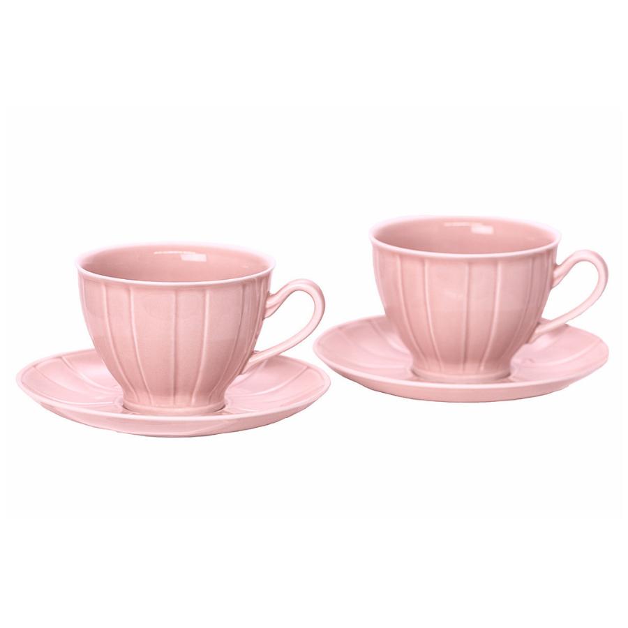 OCTAVIA CORAL - Serviciu de ceai/cafea portelan (6 persoane - 12 piese)