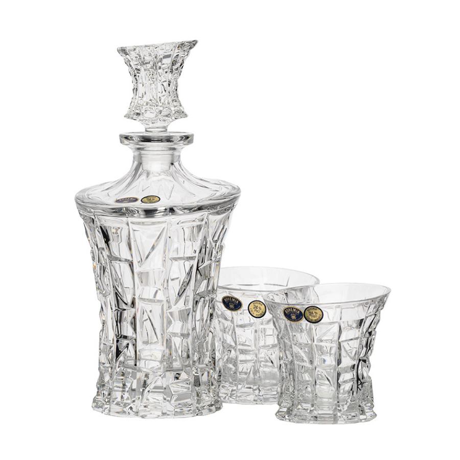 PATRIOT - Pahare whisky si decanter Cristal Bohemia (set 3 piese)