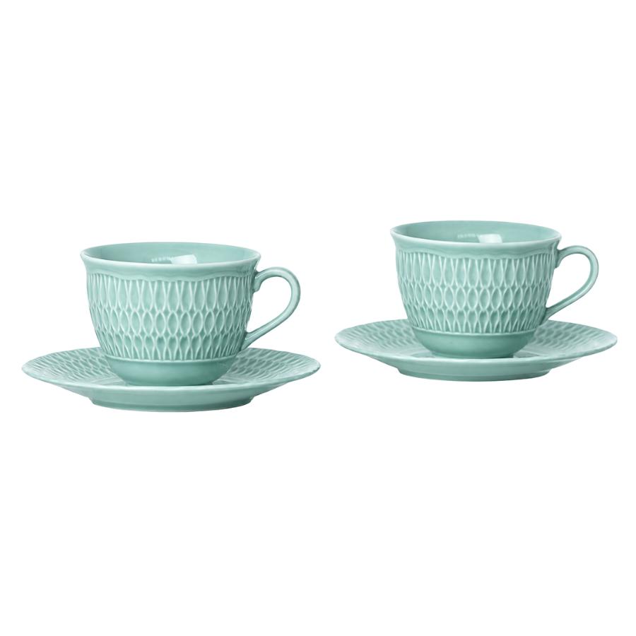 SOFIA AZURE - Serviciu de ceai/cafea portelan (6 persoane - 12 piese)