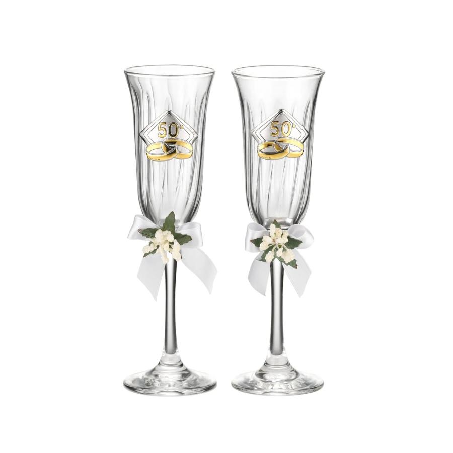Set 2 pahare sampanie - cadou aniversare 50 Ani Casatorie