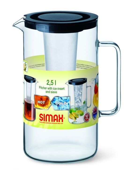 Carafa sticla termorezistenta cu insert pentru gheata 2.5 L