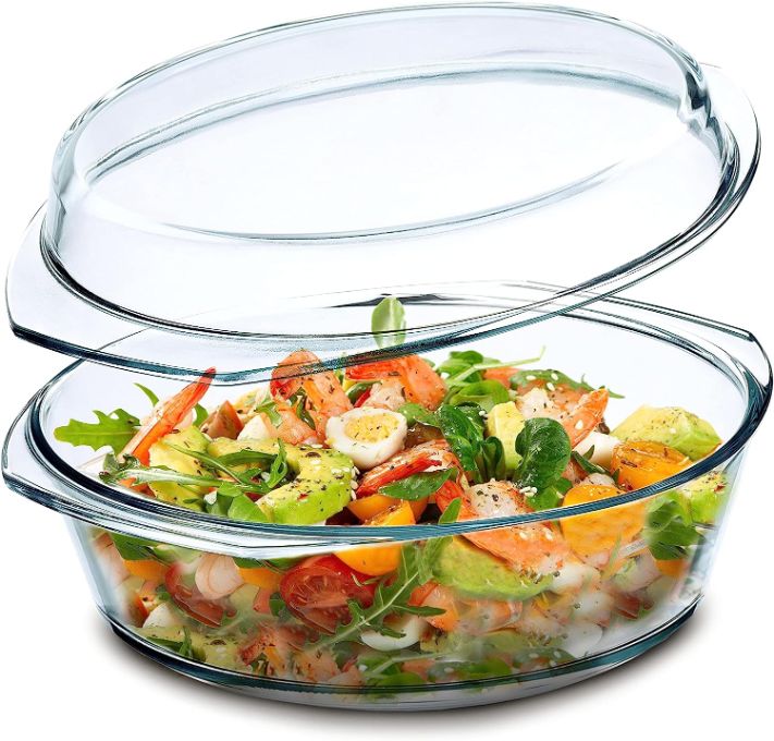 Vas rotund cu capac sticla termorezistenta 1.5 l