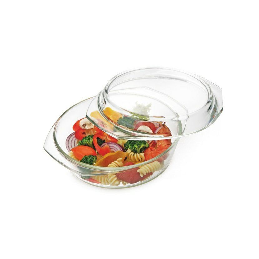 Vas rotund cu capac sticla termorezistenta 2.5 l