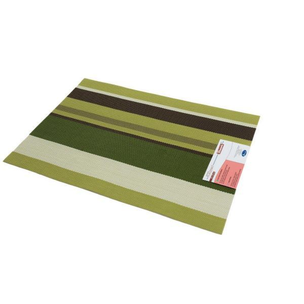 VERDE / GRI  - Placemat impletit cu dungi PVC 43*29 cm