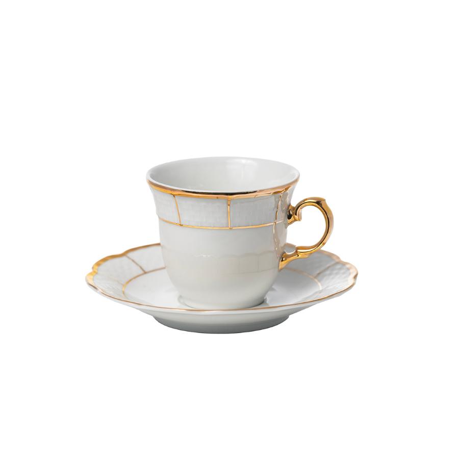 MENUET decor AUR - Serviciu de cafea portelan Bohemia (6 persoane - 12 piese)