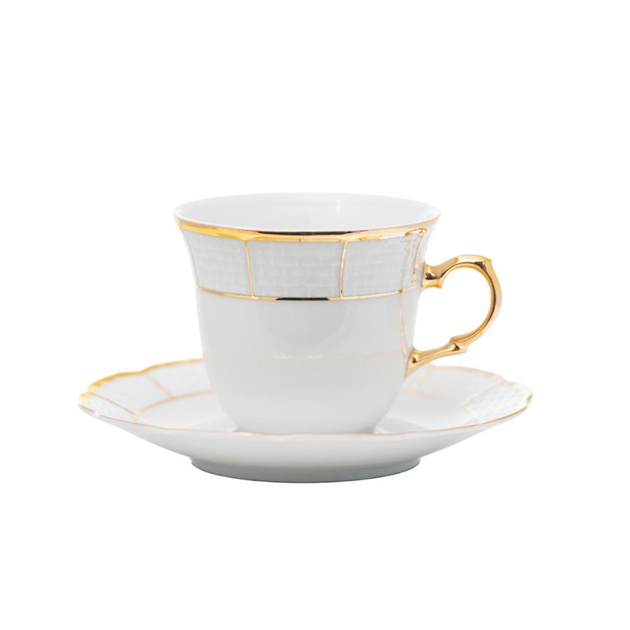 MENUET decor AUR - Serviciu de ceai portelan Bohemia (6 persoane - 12 piese)