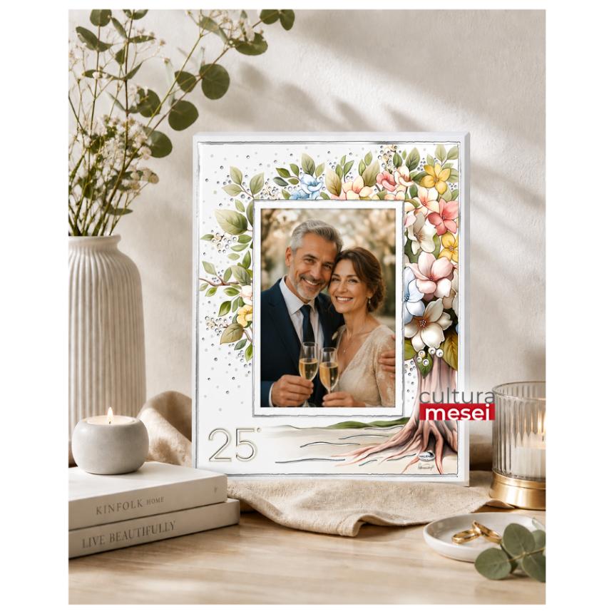Rama Foto "Bellagio" 15x20 cm Pomul Vietii - cadou aniversare 25 Ani Casatorie Nunta de Argint