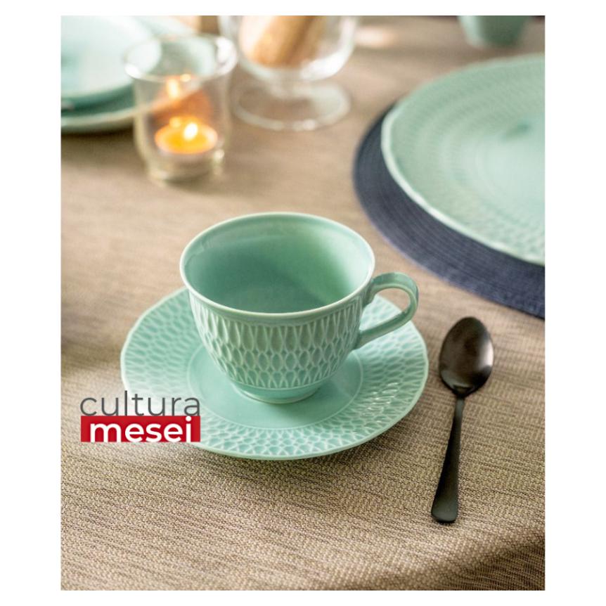 SOFIA AZURE - Serviciu de ceai/cafea portelan (6 persoane - 12 piese)
