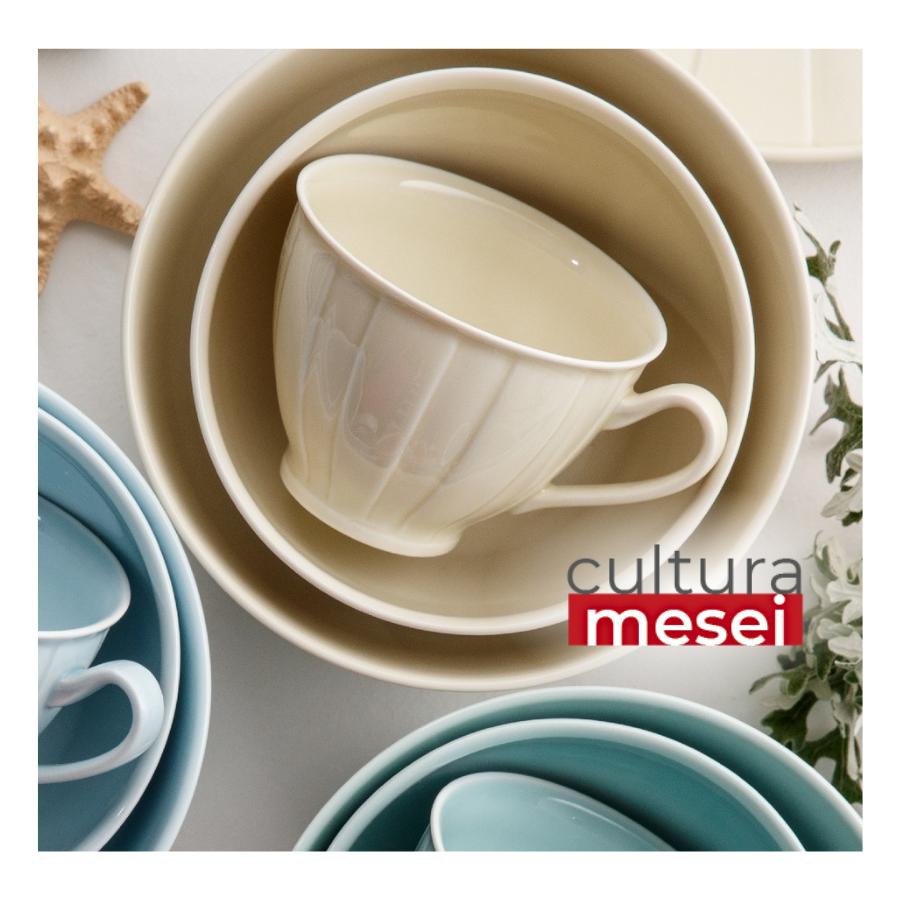 OCTAVIA VANILLA - Serviciu de ceai/cafea portelan (6 persoane - 12 piese)