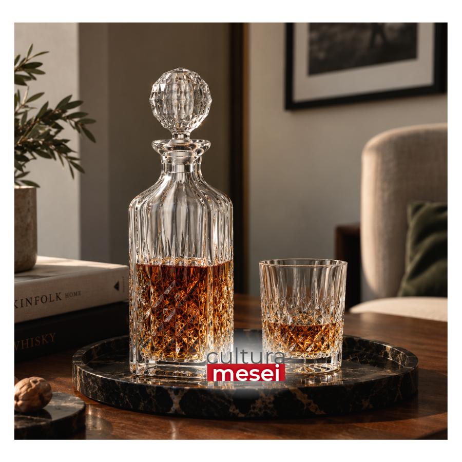 ANGELA - Pahare whisky si decanter Cristal Bohemia (set 7 piese)