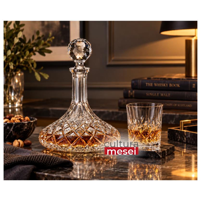 ANGELA - Pahare whisky si decanter Cristal Bohemia (set 7 piese)