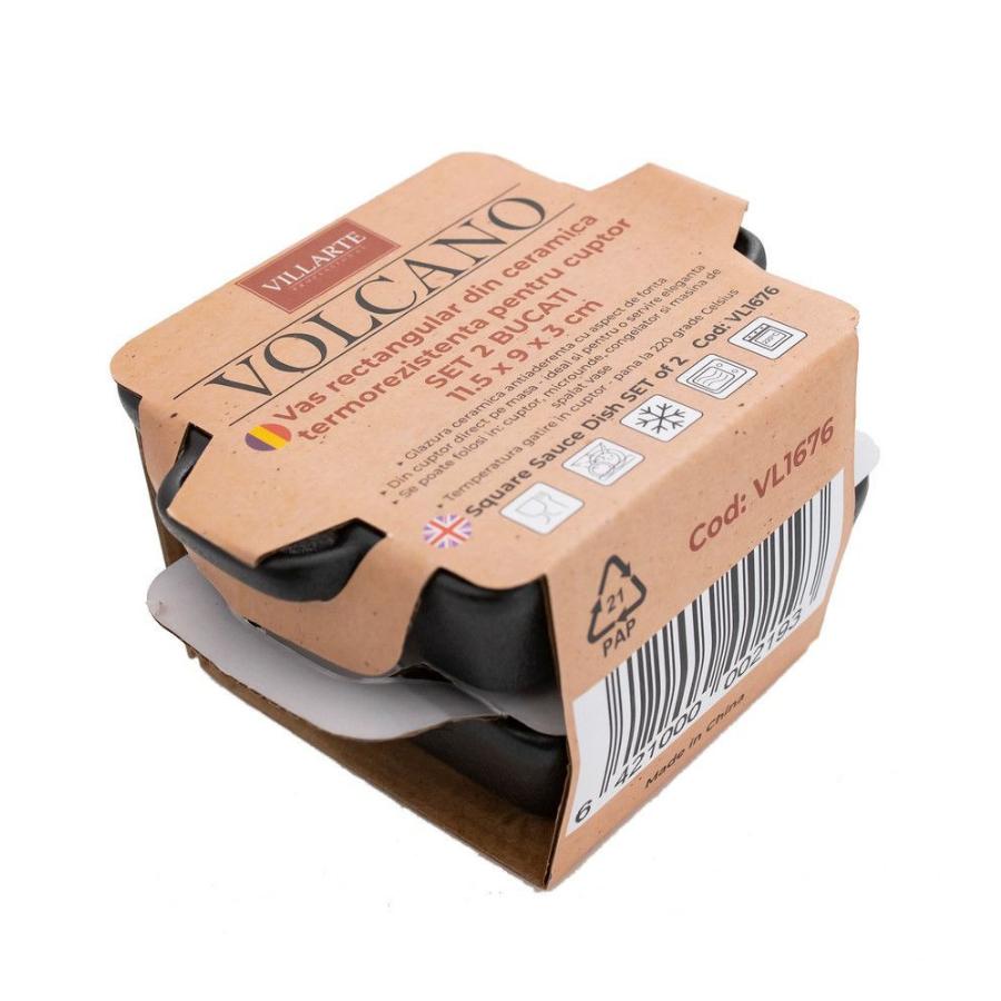 VOLCANO - Set 2 vase rectangular ceramice termorezistente