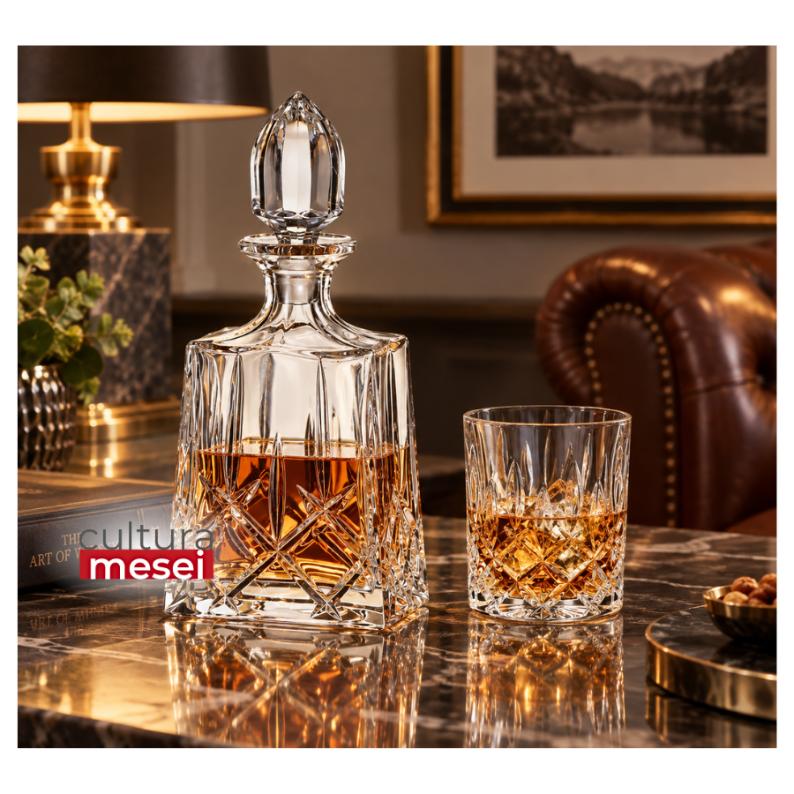 SHEFFIELD - Pahare whisky si decanter Cristal Bohemia (set 7 piese)