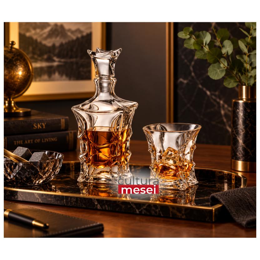 LADY - Pahare whisky si decanter Cristal Bohemia (set 7 piese)
