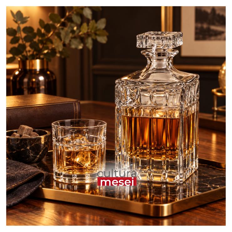 PAUL - Pahare whisky si decanter Cristal Bohemia (set 7 piese)