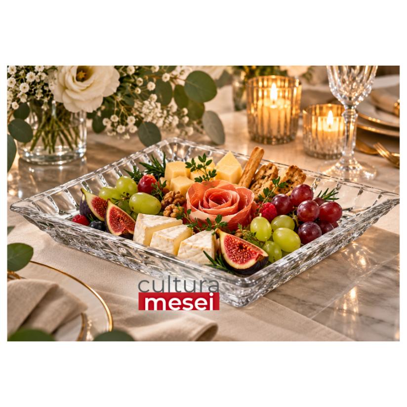 MARBLE - Platou sticla cristalina Bohemia 26 cm
