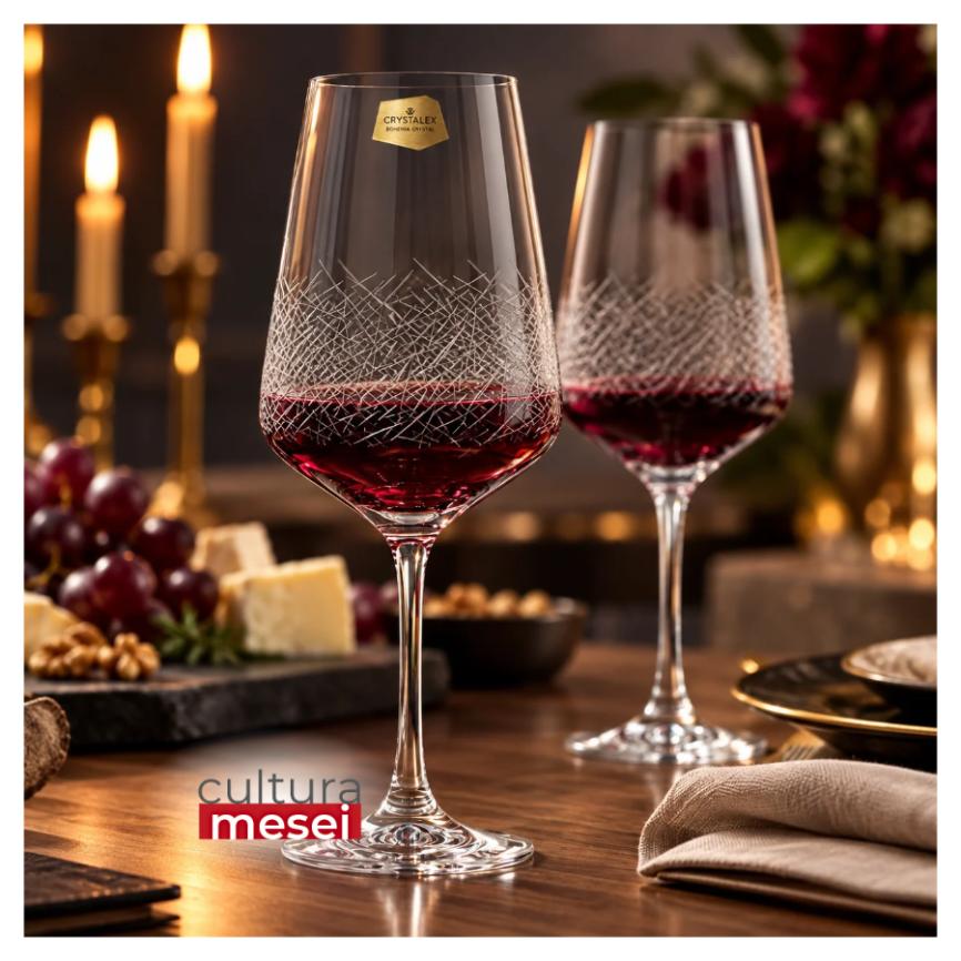 SANDRA FROZEN - Pahare vin sticla cristalina Bohemia 450 ml (set 6 bucati)