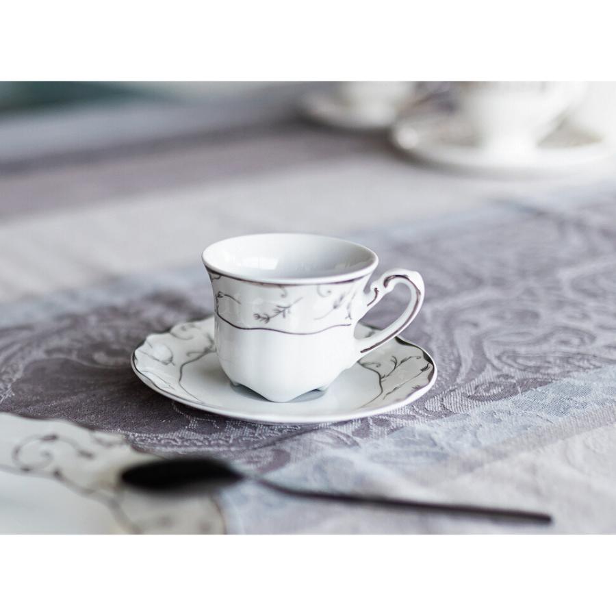VIVIEN decor ARGINT - Serviciu de cafea portelan (6 persoane - 12 piese)