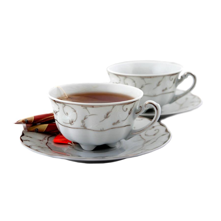 VIVIEN decor ARGINT - Serviciu de ceai portelan (6 persoane - 12 piese)