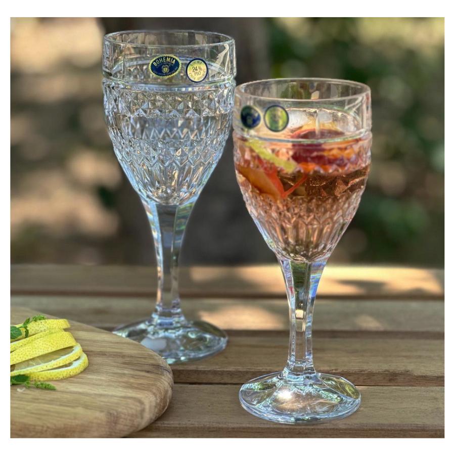 DIANA - Pahare vin alb / rose Cristal Bohemia 330 ml (set 6 bucati)