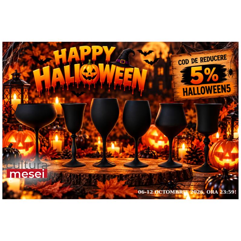 GAMBIT - Pahare vin sticla cristalina vopsite NEGRU MAT (set 6 pahare)