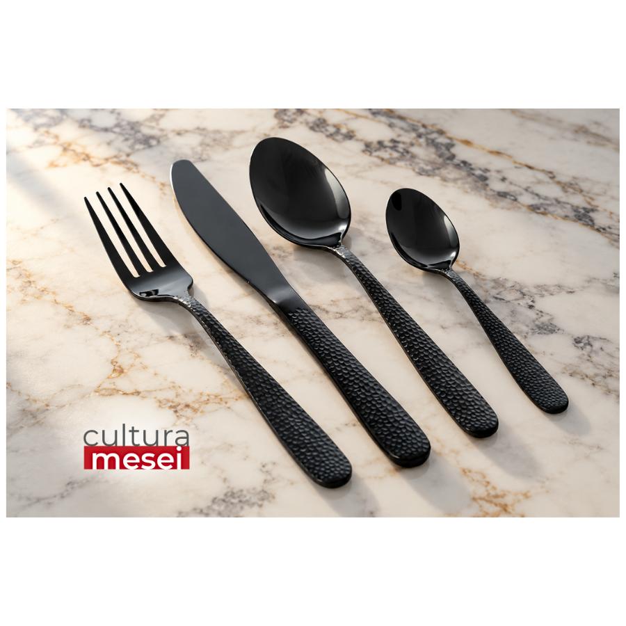 VENUS - Tacamuri inox 18/0  Negre (4 persoane - 16 piese)